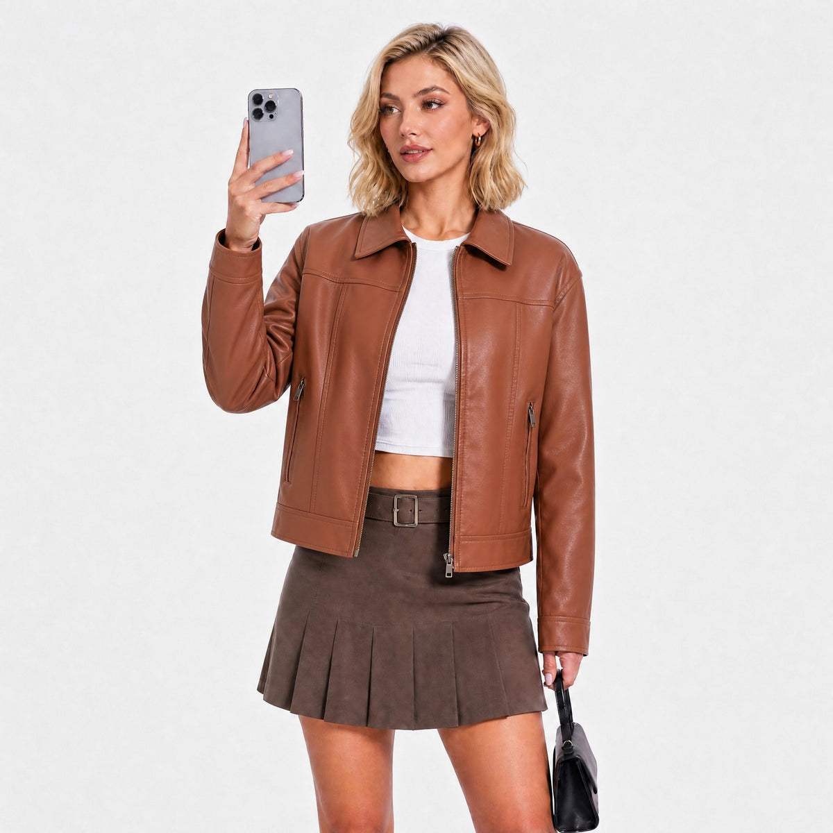 Zipper lapel jacket for Women