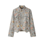 Jacquard stand collar suit jacket for women
