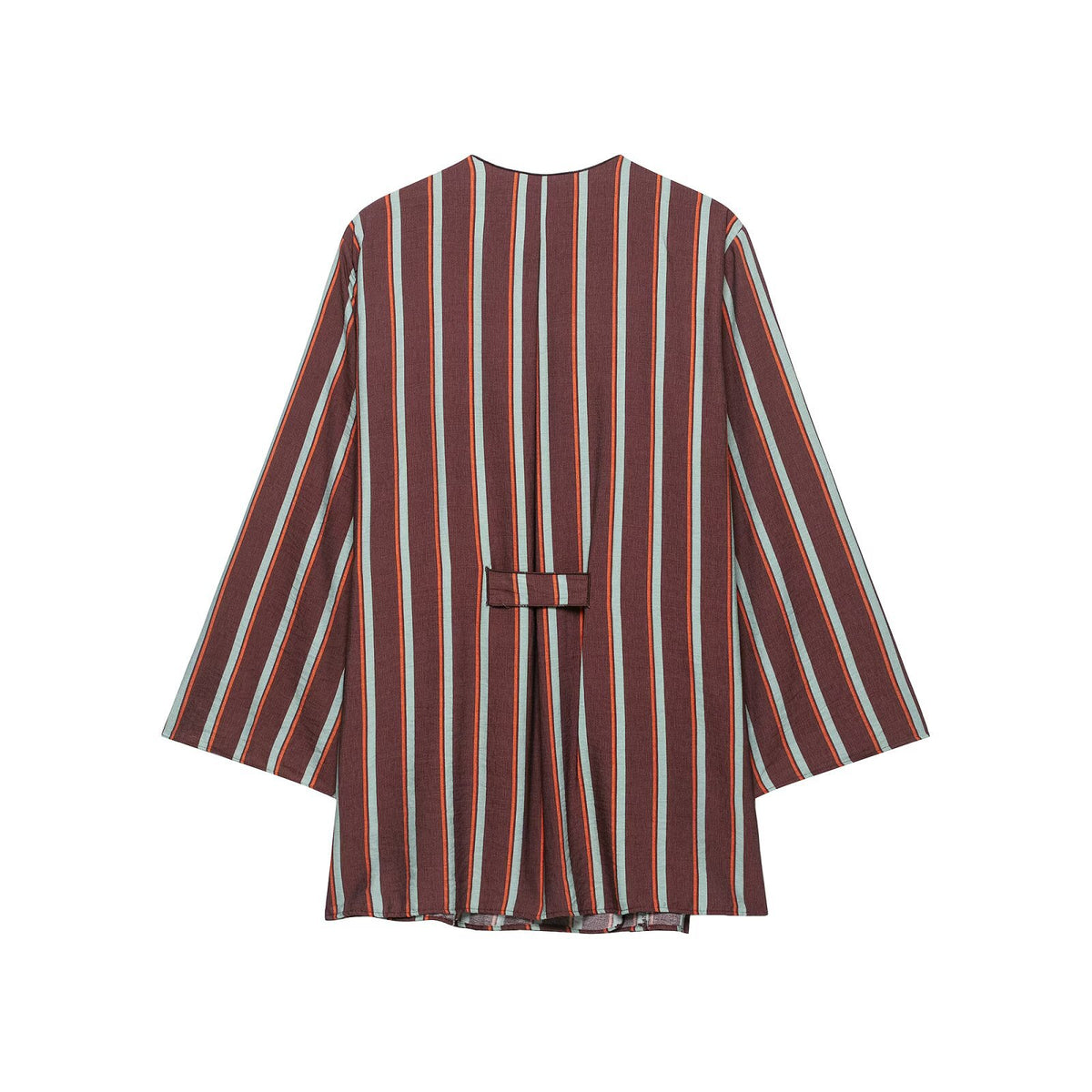 Deep V-neck double breasted striped jacket+pants set for women