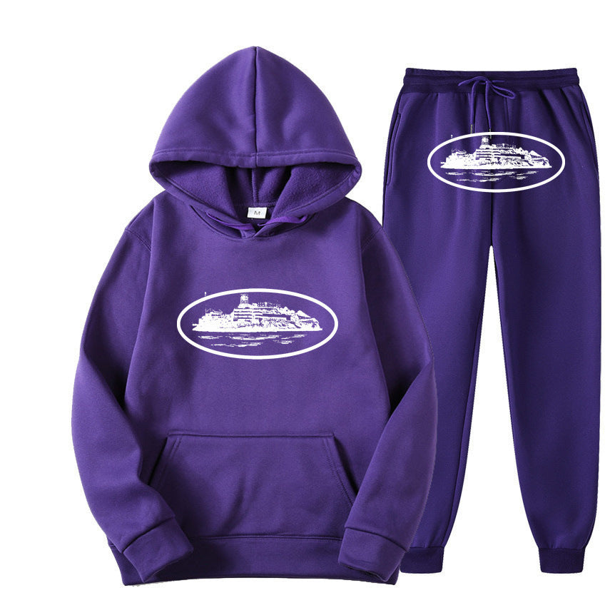 Plus Size Long Sleeve Pullover Hoodie Sweatpants Set