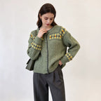 Loose round neck cardigan sweater for women