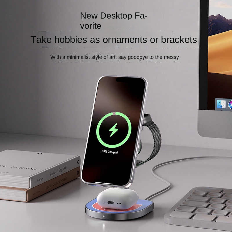 Carregador Sem Fio 3-em-1 KUXIU X85 Basquete para Apple — iPhone, Watch e AirPods