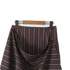 Women's Relaxed Vintage Striped Long Sleeve Wrap Blouse and Designer Midi Skirt Two Piece Set
