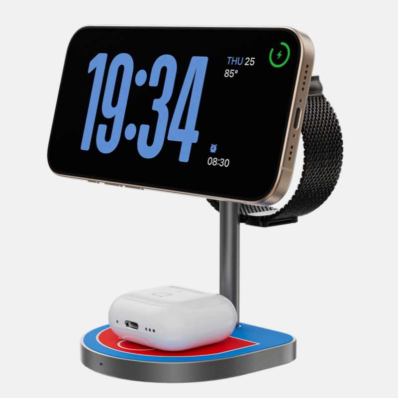 Carregador Sem Fio 3-em-1 KUXIU X85 Basquete para Apple — iPhone, Watch e AirPods