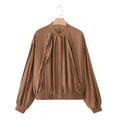 Camisa Feminina Textura Amarrotada Gola Redonda