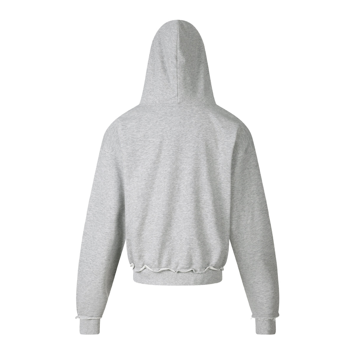 Heavy Rhinestone Letter Zip Up Hooded Sweatshirt Loose Fit Raw Hem Cardigan