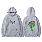 Western Hip Hop Style Cactus Graphic Long Sleeve Hooded Unisex Sweatshirt