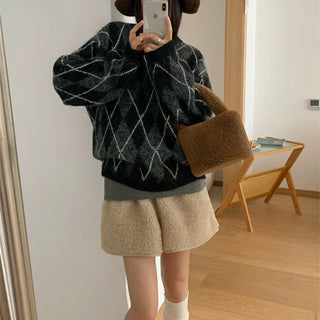 Lingge contrasting sweater pullover for women