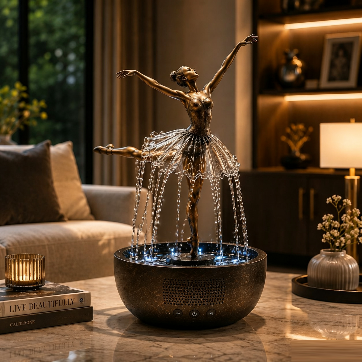 Caixa de Som Bluetooth Fonte Decorativa Ballerina Waterfall
