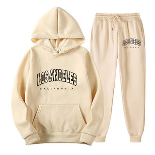 Long Sleeve Pullover Hoodie Sweatpants Set Plus Size Fleece Lined Unisex Tracksuit