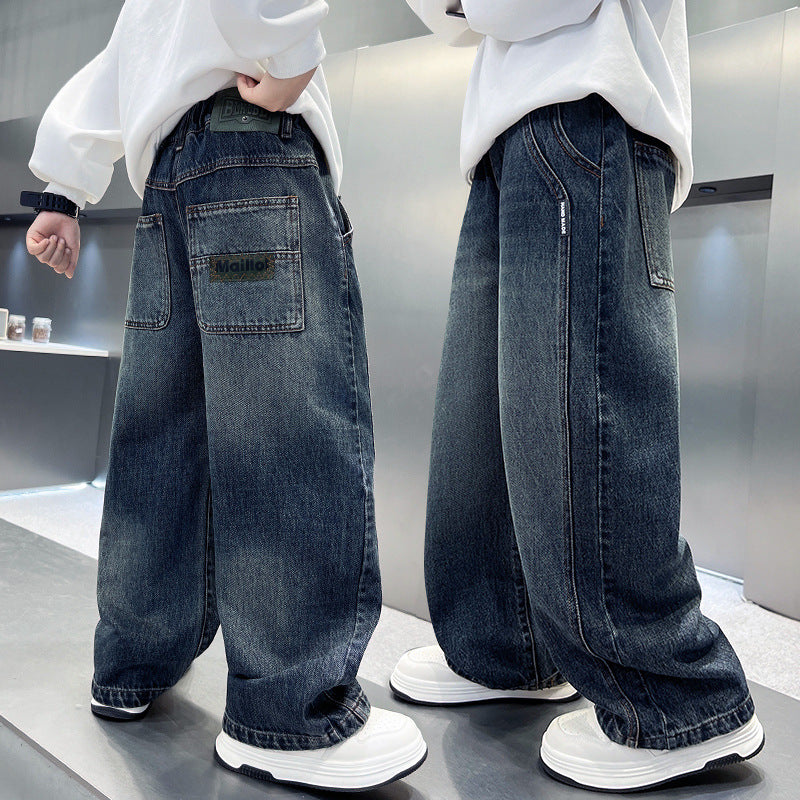 Boys Casual Autumn Denim Relaxed Fit Long Pants