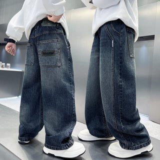 Boys Casual Autumn Denim Relaxed Fit Long Pants