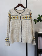 Loose round neck cardigan sweater for women