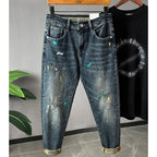 Style Splatter Ink Stretch Denim Slim Tapered Jeans