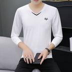 V-neck men's long sleeved T-shirt