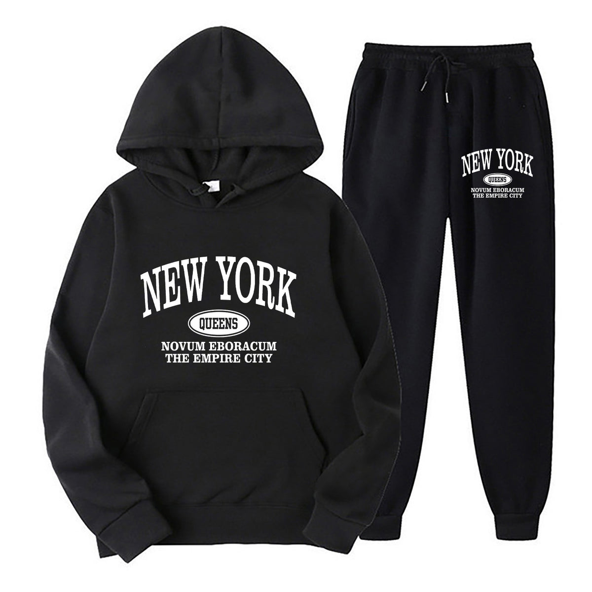 Plus Size Fleece Lined Long Sleeve Pullover Hoodie and Sweatpants Set