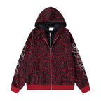 Hooded Zipper Unisex Handwritten Embroidery Zip-Up Hoodie Cardigan