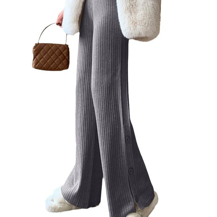 Calça Pantalona Feminina Tricô Efeito Cashmere