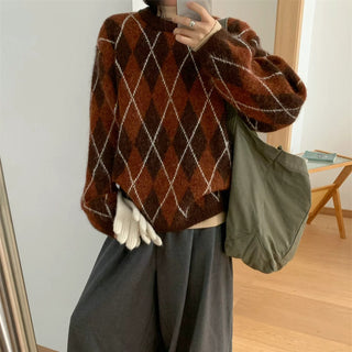Lingge contrasting sweater pullover for women