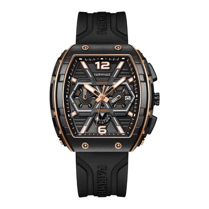 Relógio Quartz Masculino Multifuncional com Design Três Olhos