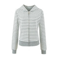 Women's Gray Striped Sweatshirt and Wide Leg Sweatpants Casual Loose Two-Piece Set