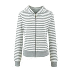 Women's Gray Striped Sweatshirt and Wide Leg Sweatpants Casual Loose Two-Piece Set