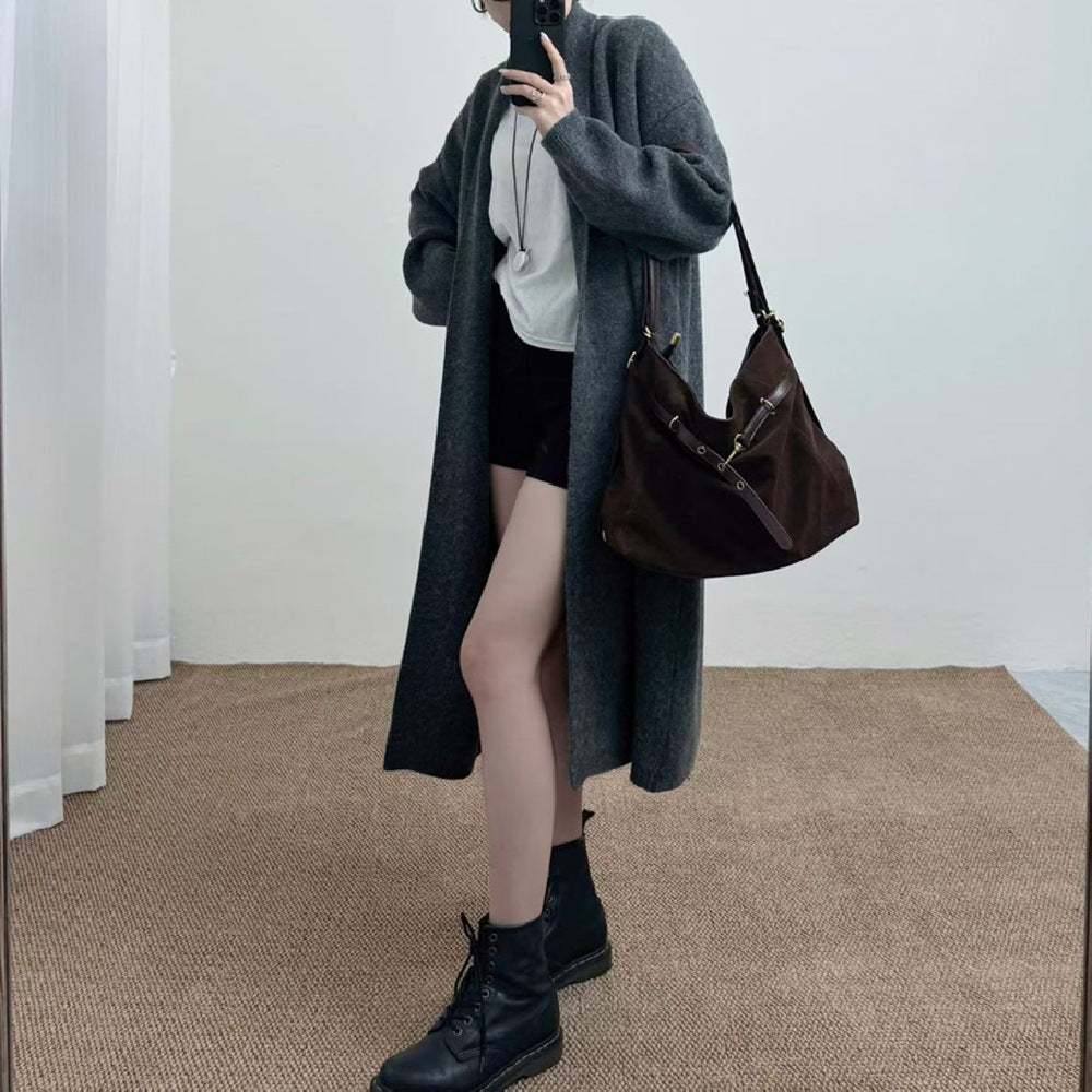 Loose solid color medium length sweater
