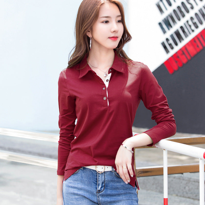 V-neck lapel women's T-shirt